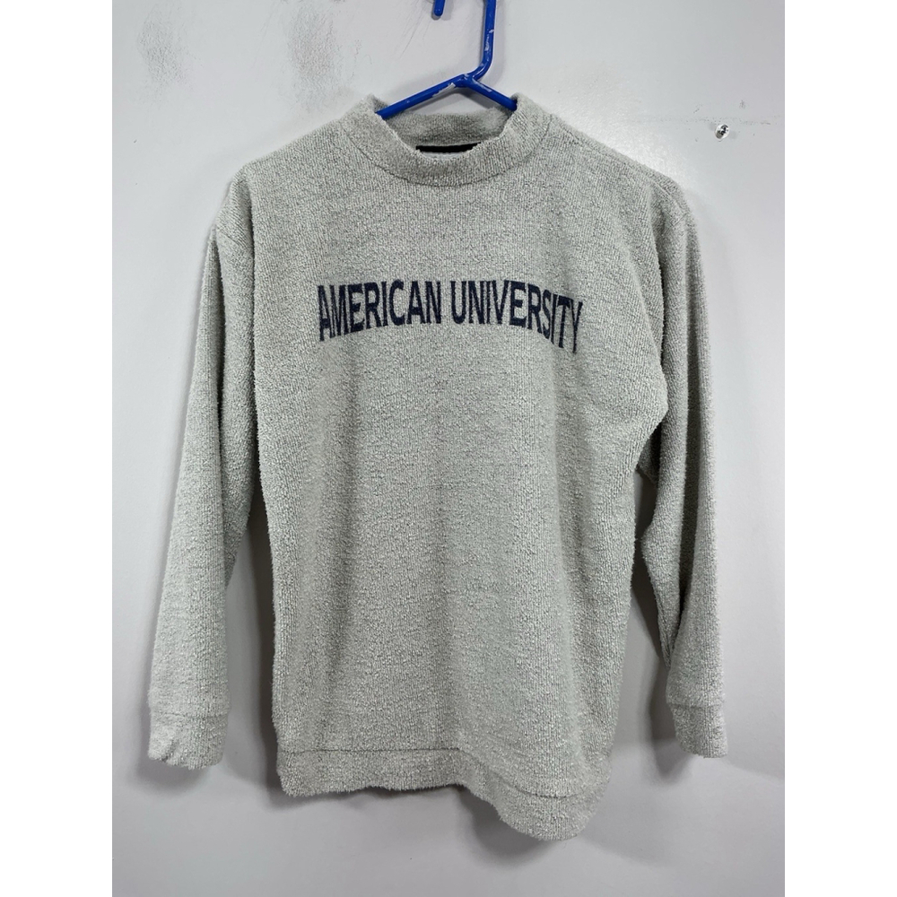 Womans Wooly Threads Long Sleeve Pullover Sweatshirt XS Terry Cloth Mock Neck